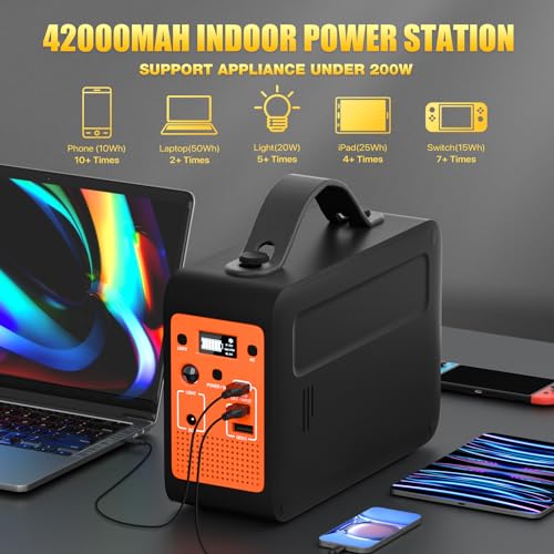 200W Portable Power Station, 102.4Wh/32000mAh Outdoor Solar Generator Backup LiFePO4 Battery Power Pack with AC/DC Outlet, In/Output PD 60W USB-C Outlet for Home, Camping, RV, Blackout, CPAP - Image 6