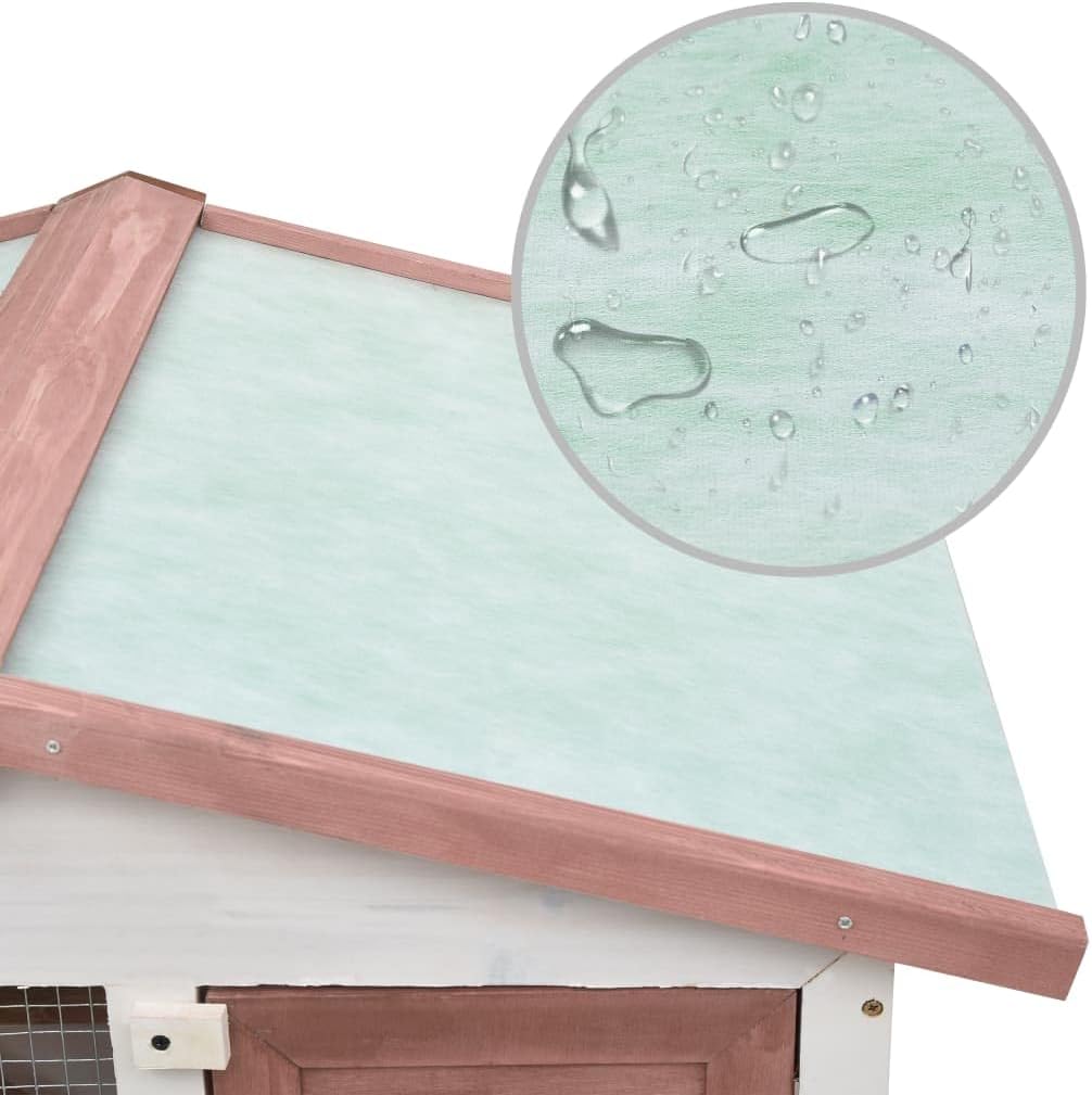 House for Small to Medium Animals with Stairs, Small Animal Habitat, for Bunnies,Guinea Pig cage and Other Small Animals, Outdoor Rabbit Hutch 3 Doors Brown Wood 37" x 23.6" x 38.6"