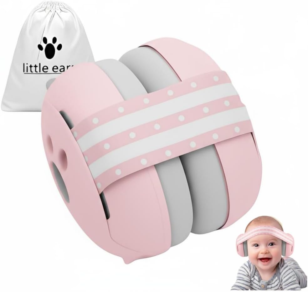 Baby Ear Defender for Babies and Toddlers up to 36 Months, Soft and Adjustable Noise Cancelling Headphones Protectors Babies Travel Essentials Ear Muffs for Sleeping Airplane