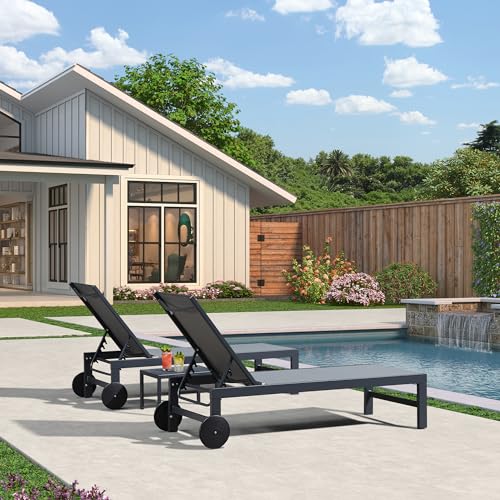 Purple Leaf Outdoor Chaise Lounge With Wheels For Outside 2 Pieces Aluminum Patio Lounge Chair With 5 Adjustable Position For Outdoor thumb #2