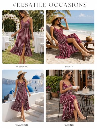 Image of BROVAVE Women's 2026 Summer Casual Boho Sundress Spaghetti Strap Midi Dress