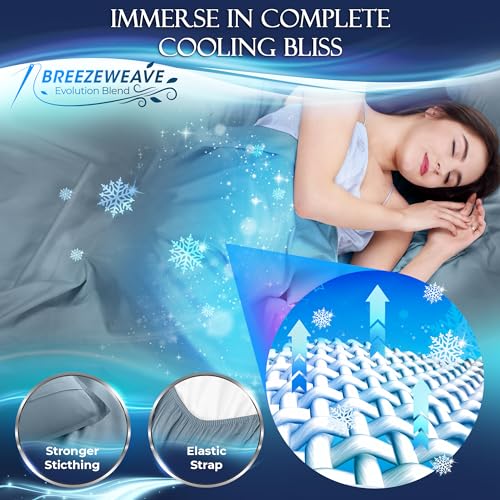 DECOLURE Cooling Bed Sheets Twin Set 3pcs - Luxurious & Ultra-Soft Twin Size Cooling Sheets for Hot Sleepers - Comfortable Cool Bamboo Viscose Microfiber Sheets Twin Size w/Deep Pockets (Light Blue) — view 6