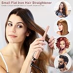 Mini Redresseur de cheveux Température réglable pour cheveux courts, barbes & Taille des voyages Mini Crayon Fer plat, Double tension pour les hommes, Céramique petit fer plat, 3/10Inch, Redresseur et curleur 2 en 1