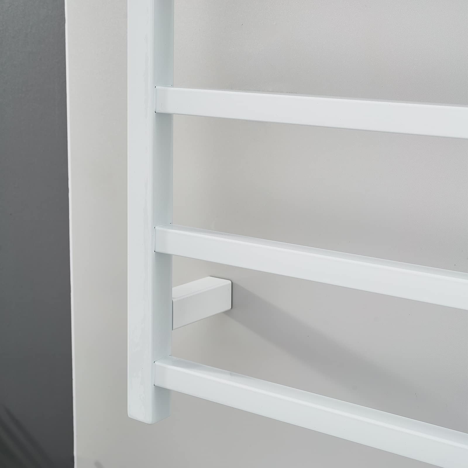 ZQFIDFYR Electric Heated Towel Rack for Bathroom, 6 Bar Wall-Mounted Towel Warmer with Timer/Temperature Control, 304 Stainless Steel Thermostat Heated Towel Rail (White Plug in)