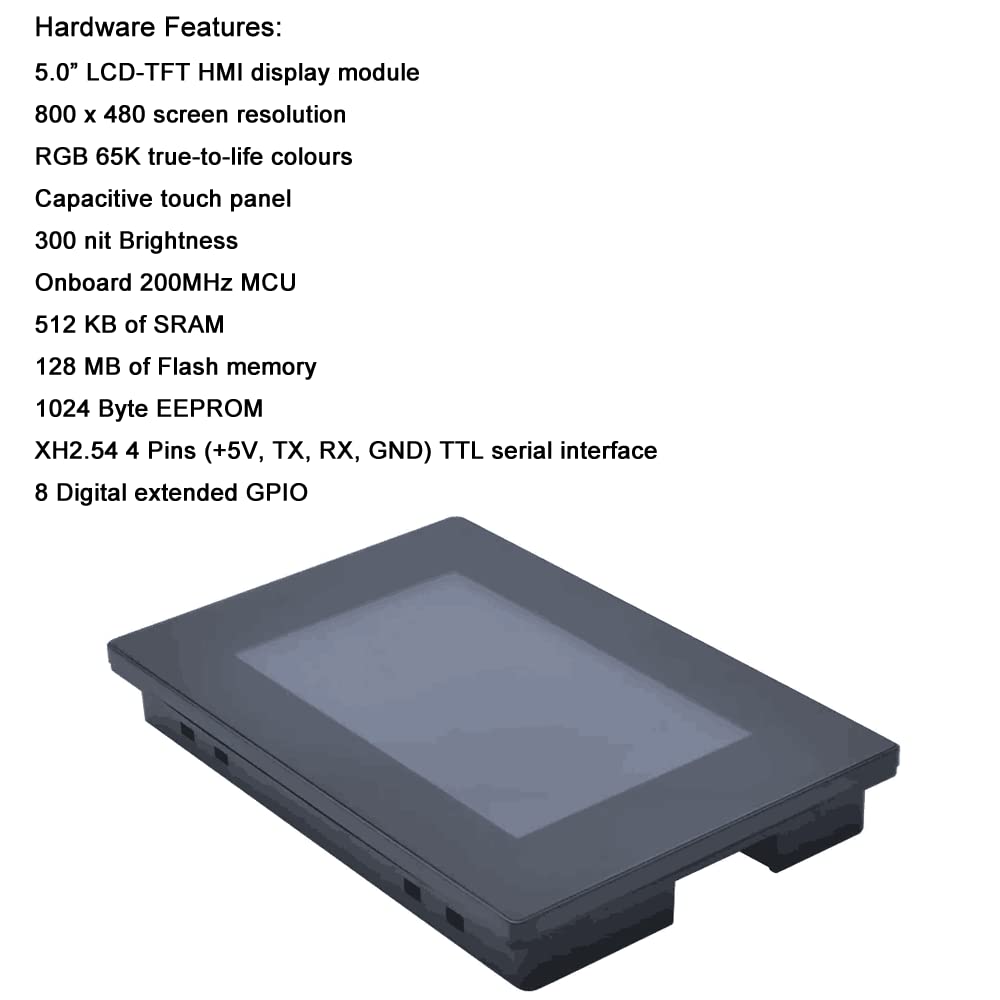 Nextion inteligente pantalla 5" pulgadas NX8048P050-011C-Y táctil capacitiva 800x480 Serial HMI LCD-TFT módulo con carcasa Soporte de audio y video