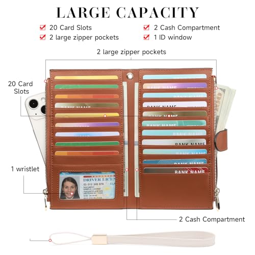 FALAN MULE Wallet Women Multi Card Slim Leather RFID Blocking Credit Card Holder Wallet Purse with Zipper Pocket2