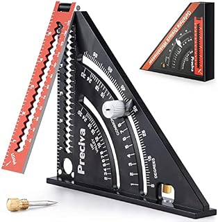 Folding Triangle Ruler Speed Square Preciva Adjustable Positioning 6-inch Carpenter's Layout Ruler Precision Goniometer Multi-Angle Measurement Aluminum Alloy Multi-Function Woodworking Tool