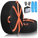 2 Pack Snow Socks for Tires–Anti-Slip Ultimate Grip Fabric with Reflective Strips,Snow Chain Alternative for Safe Winter Driving & Emergency Use,Fits Passenger Vehicles, Cars, SUVs & Pickups (XL)