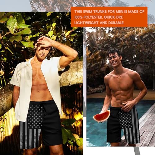 Lzzidou Men's American Flag Swim Trunks USA 4th of July Patriotic Board Shorts Quick Dry Lined Beach Shorts4