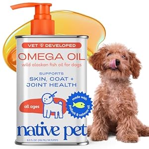 Native Pet Omega 3 Fish Oil for Dogs & Cats – Wild Alaskan Salmon Oil for Dogs Skin and Coat, Supports Joints, Heart & Shedding – Fast-Absorbing Omega 3 6 9 Liquid Supplement – 8oz