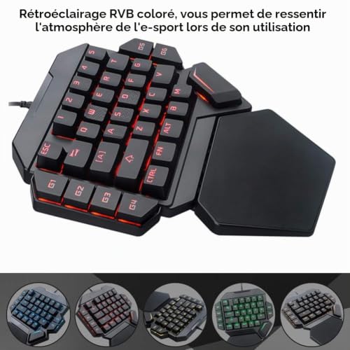 Clavier de jeu à une main mécanique RGB 35 touches macro pour PC Windows Linux - 2