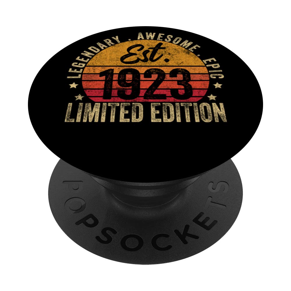100th Birthday Vintage 100 Year Old Est 1923 Limited Edition PopSockets Swappable PopGrip
