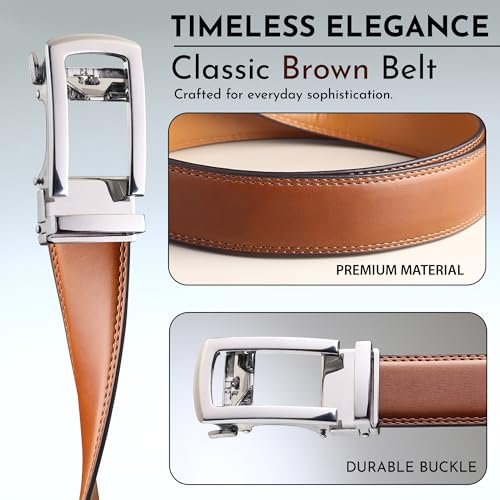 Image of Men's Vegan Leather Belt for Men, Formal /Casual,Autolock| Fit on up to 38 Inches Waist size