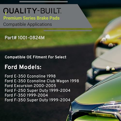 Image of QUALITY-BUILT Front Semi-Metallic Brake Pads, Premium 1001-0824M, Compatible with 1998-2005 Ford (E-350 Econoline,E-350 Econoline Club Wagon,Excursion,F-250 Super Duty,F-350,F-350 Super Duty)