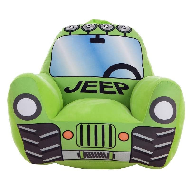 Creaciones Llopis Sillón Infantil para Niños y Niñas – Sillón Infantil Cómodo y Seguro, con Diseños de Vehículos (Jeep Verde)