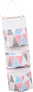 DECHOUS Door Storage Pouch Cotton Linen Wall Mounted 3 Layer Organizer