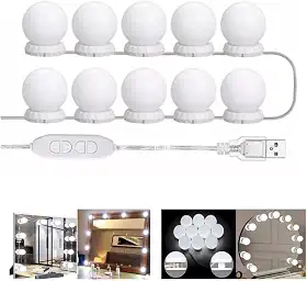 Kit Luz Camarim 3 Cores 10 Lâmpadas Led Auto-colantes Brando Quente Morno e Fria Com Controle