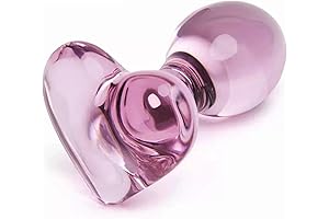 Pink Glass Anal Plug with Heart Design