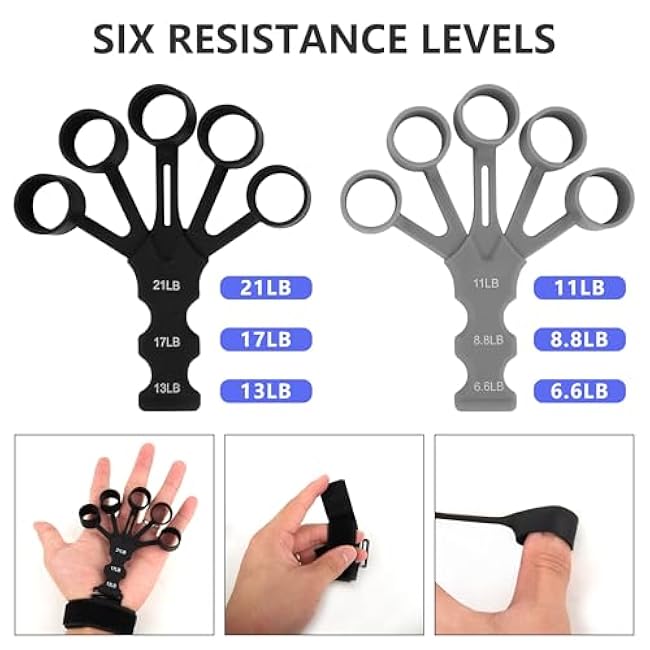 2PCS Ength Trainer, Grip Strength Trainer Finger Strengthener, Hand Grip Strengthener, Finger Grip Strength Trainer,Finger Exerciser,Hand Grip Strengthener 6 Resistant Level Finger Exerciser