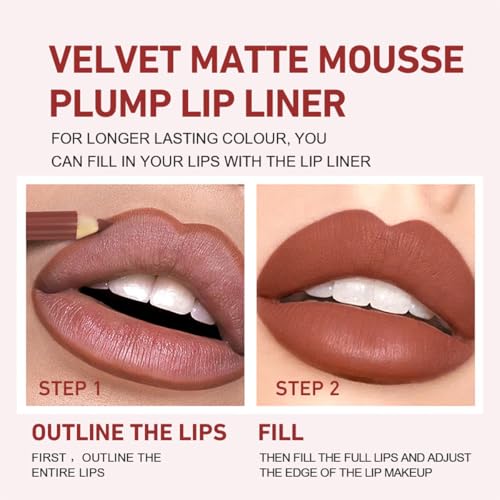 12 Couleurs Matte Lip Liner Pencil Set,Rouge à lèvres velours mat crémeux,Kit de maquillage pour les lèvres en une étape,Fit Colors Long Lasting Waterproof Smooth High Pigmented Lip Makeup – Image 6