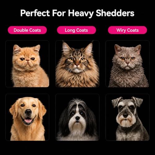 Image of aumuca Dog & Cat Deshedding Brush - Pet Grooming Brush & Undercoat Rake for Long or Short Hair - Dematting Comb for Dogs, Cats, Matted Fur, Kitten, Puppy, Rabbit, Horse