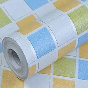 wolpin Wall Stickers Wallpaper Waterproof Bathroom, Kitchen Tiles Pattern (45 x 300 cm) Stove Backsplash, Countertop Self Adhesive Decal, Olive Green