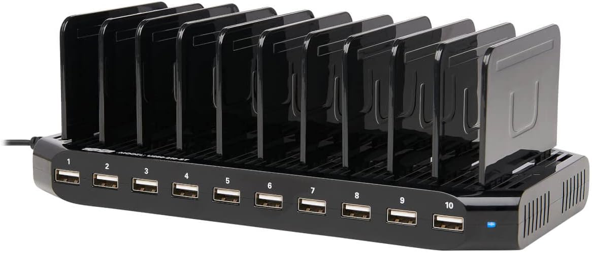 TRIPP LITE 10-Port USB Charging Station Dock with Storage Slots for Tablet iPhone iPad & Laptops (U280-010-ST),Black 10 USB-A Ports image 14 of 18 B017KXQOJA