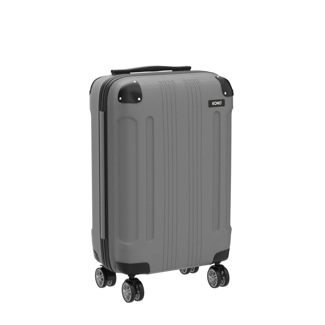 KONO Valigia Bagaglio a Mano 55x35x20cm Rigida e Leggera Trolley Piccolo in ABS con 4 Ruote Valigie da Viaggio, Grigio
