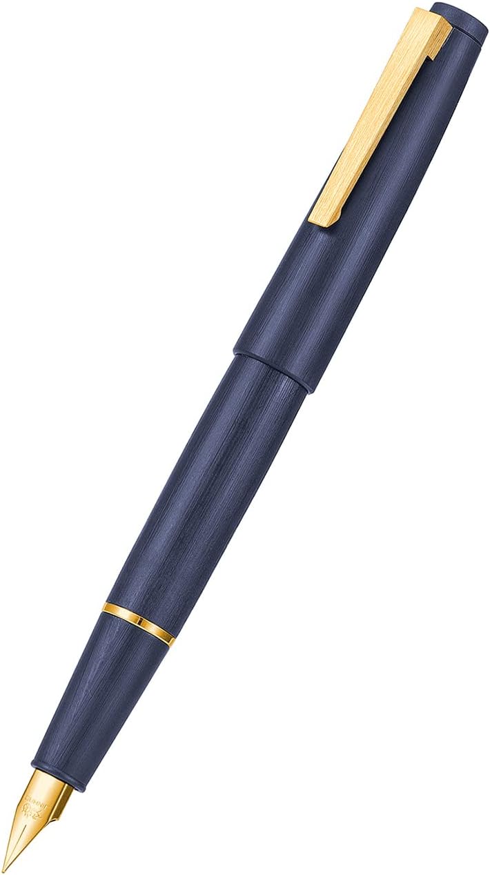 Jinhao 80 Brushed Carbon Fiber Fountain Pen Extra Fine Nib, Blue with Golden Clip Writing Pen image 3