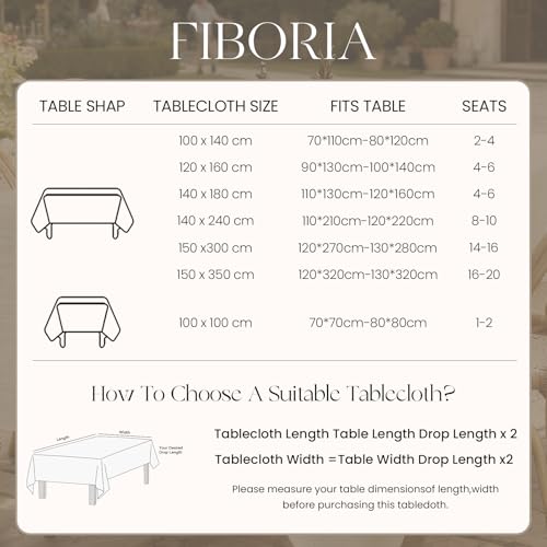 FIBORIA Leinenoptik Tischdecke Outdoor 240x140 cm Abwaschbare Tischdecken Rechteckig Grau Tischtuch Wasserabweisende Gartentischdecke Table Cloth für Frühling,Hochzeiten,Ostern,Party,Geburtstag