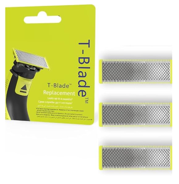 Cuchillas de repuesto T-Blade compatibles con las afeitadoras OneBlade | Alta precisión | Acero inoxidable | Larga duración - Pack de 3 unidades