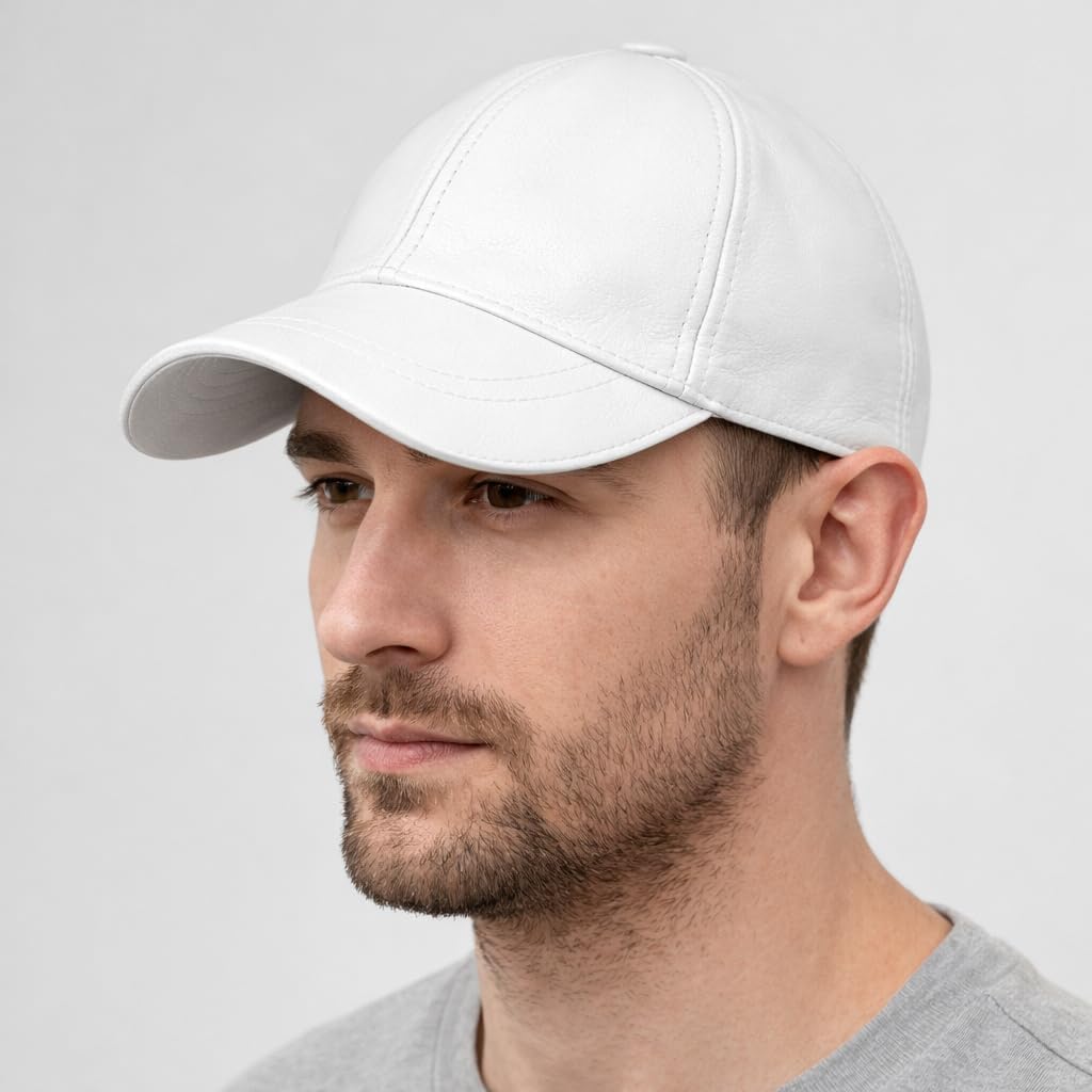 Genuine Sheepskin Leather Baseball Cap – Adjustable Urban Leather Hat for Men & Women, Soft Lambskin, One Size Fits S–2XL image 4