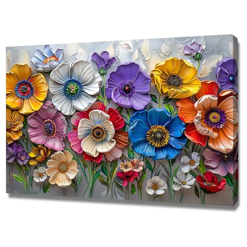 Impression sur toile tableau decoration murale peinture florale 3D