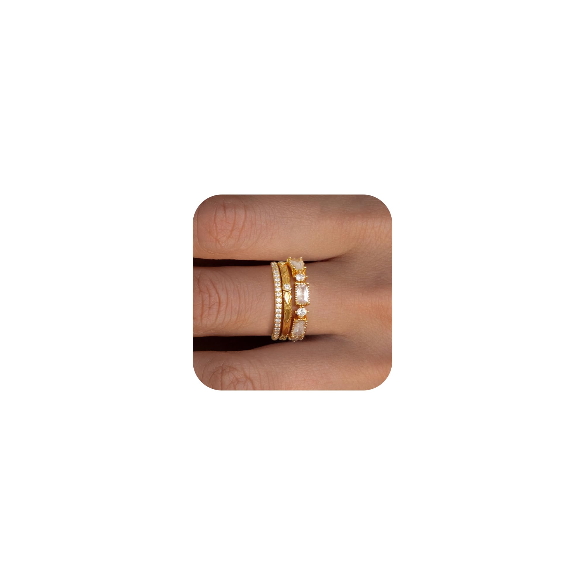 TOBENYStackable Gold Rings for Women Non Tarnish Trendy 14K Gold Plated Stacking Cubic Zirconia Thin Thumb Ring Set Dainty Promise Wedding Bands Engagement Statement Rings for Women Size 6 7 8 9 10