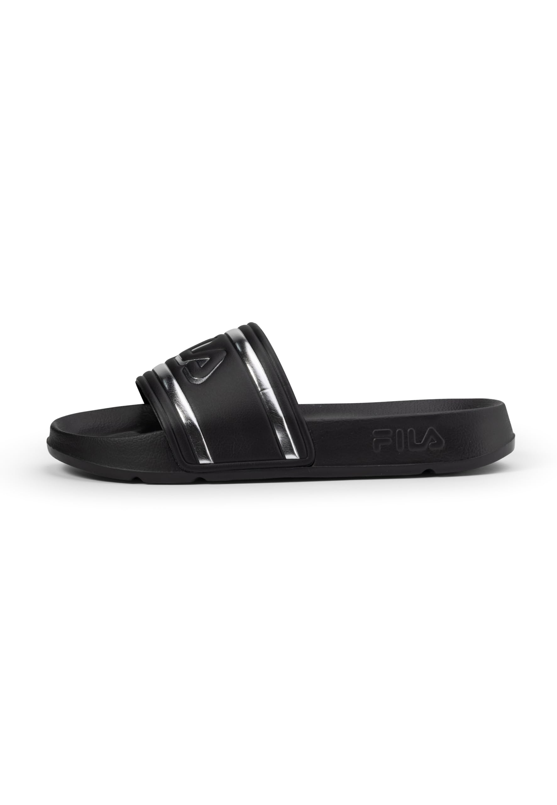 FILA MORRO BAY LOGO slipper wmn, Slide Sandal, Black-Silver,