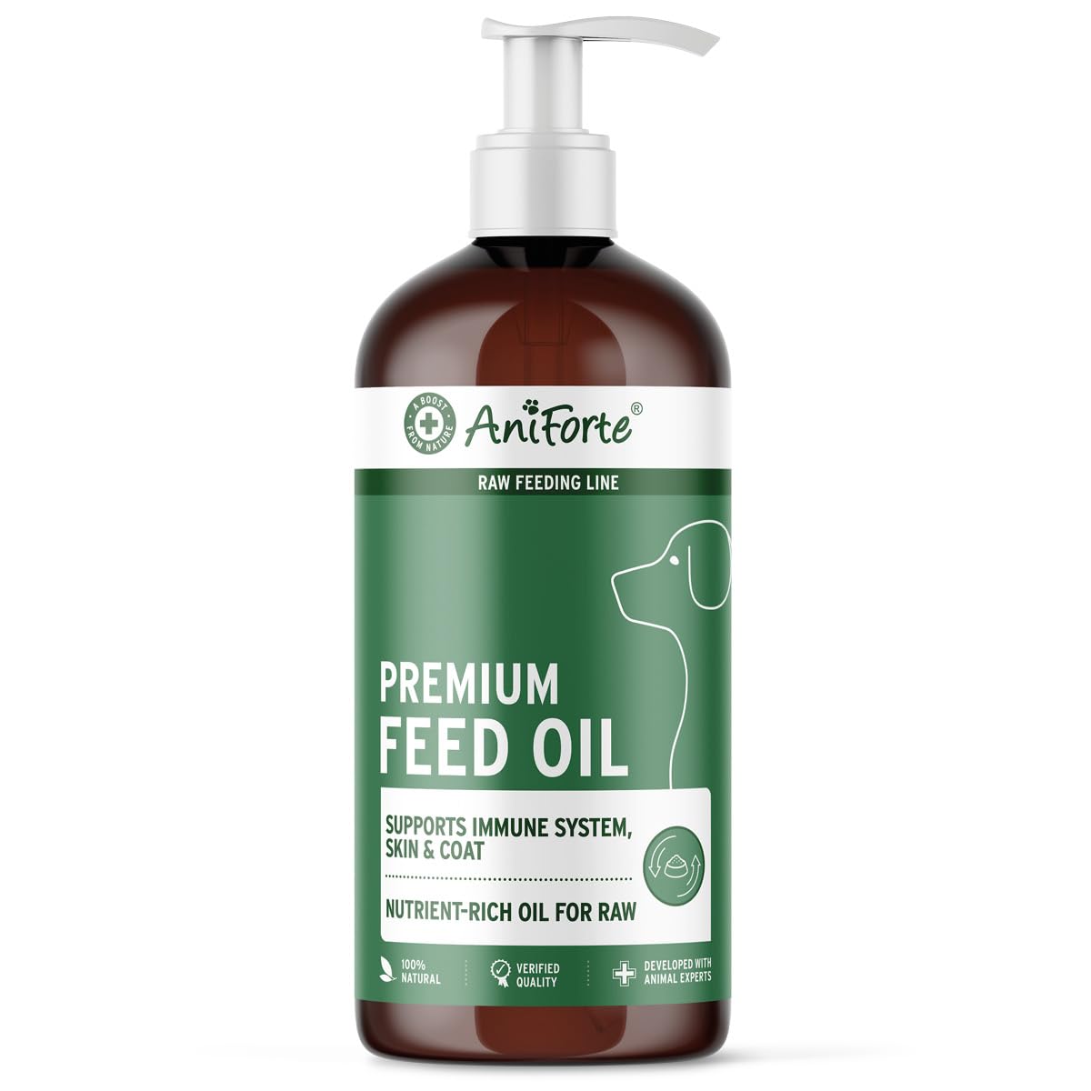 AniForte Aceite para piensos para la alimentación cruda 1L - Suplemento Barf para Perros con Omega 3 y 6