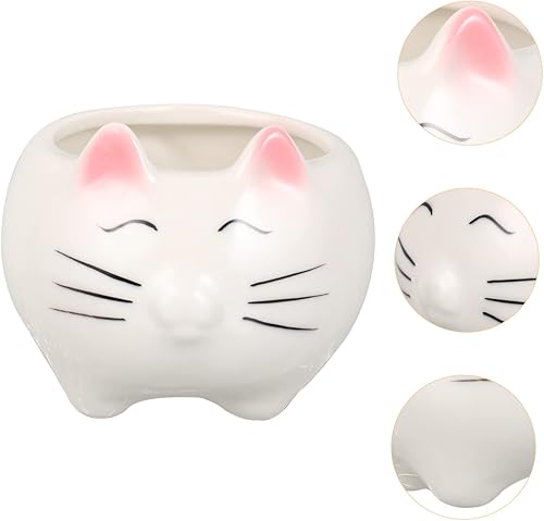 Miniatura 5 de Bonita maceta de cerámica con diseño de gato para decoración de suculentas, transpirable, para cactus y violetas africanas, decoración de macetas