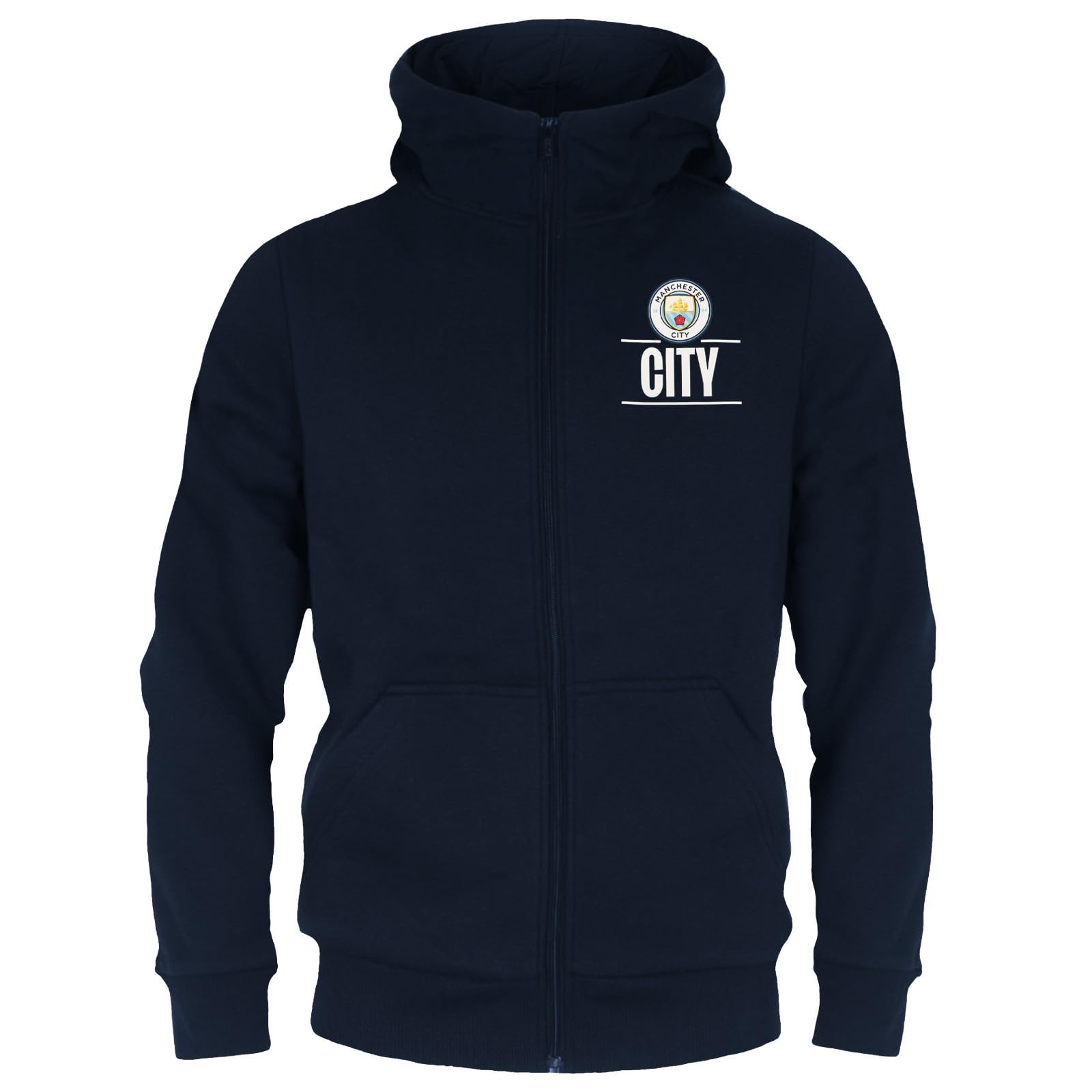 Kids Manchester City FC Navy Zip Hoodie - Polyester/Cotton - Age 6-7 Years