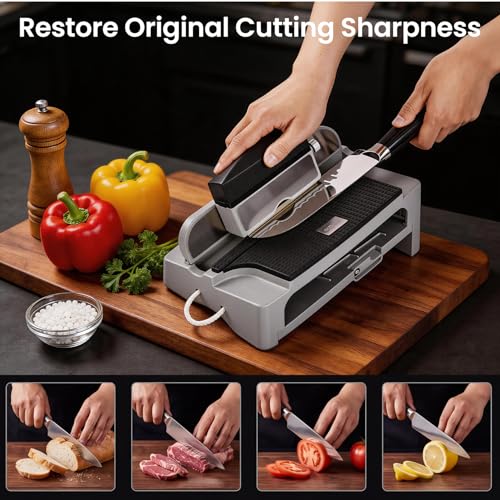 Image of Knife Sharpener,3 Stage Kitchen Knife Sharpener,Adjustable Multi-Angle Guide Knife Sharpening Stone,Gifts for Women Men,Magnetic Manual Knife Sharpening Kit,Diamond & Pulpstone & White Corundum