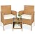 Best Choice Products 3-Piece Outdoor Wicker Conversation Bistro Set, Space Saving Patio Furniture for Garden w/Side Table - Natural/Ivory