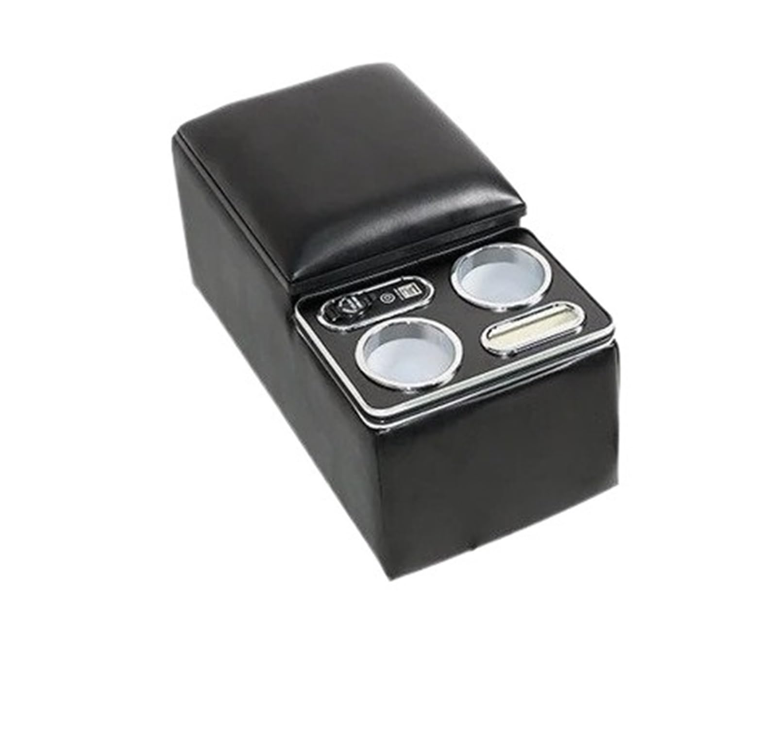 AWGNTQQ Car Armrests PU Leather Car Rear Console Fit For Multi Cars Storage Compartment USB Charger Rear Center Armrest(Black vertical)