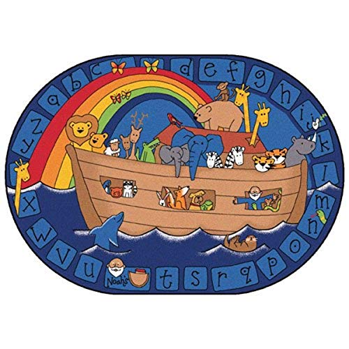 Carpets for Kids KID$Value Plus Collection 74005 Alphabet Noah 6ft x 9ft Oval, Blue