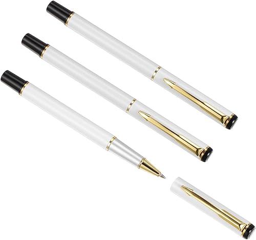 Miniatura 9 de PATIKIL Bolígrafo de metal de 5.315 in, paquete de 3 bolígrafos de gel de tinta negra de punta media de 0.039 pulgadas (0.039 in), bolígrafos de