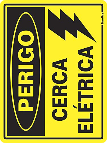 Placa em Poliestireno 15 x 20 cm - Perigo Cerca Eletrica (Amarela), SINALIZE, 220BS, Amarelo