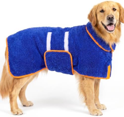 Dog Bathrobe, Super Absorbent for Small to Large Dogs, Dark Blue ...