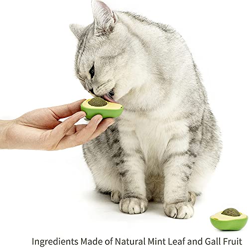 Bolas catnip em formato de abacate 360 graus rotativos comestíveis gato lambido brinquedo gato brinq