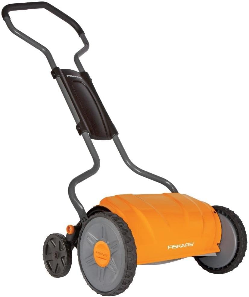 Fiskars StaySharp Push Mower - 17" Self-Propelled Lawn Mower - Yard and Garden Tools - Orange