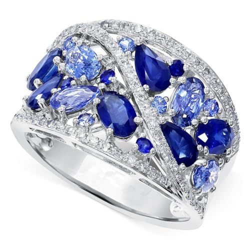 White Gold Plated Blue Cubic Zirconia Inlaid Hollow Engagement Rings Wedding Bridal Band Promise Rings Evening Parties Anniversary Valentine's Day Gifts Eternity Bands for Women
