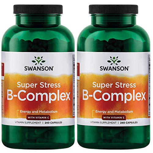 Swanson B Vitamin Stress Complex with Vitamin C Stress Relief Energy Immune Health 500 mg 240 Capsules (2 Pack)