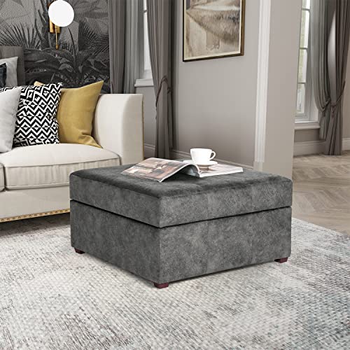Homebeez KX0040-3 Fabric Button Tufted Storage Ottoman Bench, Square Coffee Table Footstool Footrest thumb #6